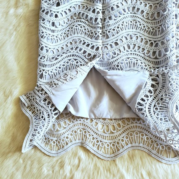 Lela Rose Sheath Dress Wave Lace in Ice Blue Size 2 EUC - Picture 10 of 16